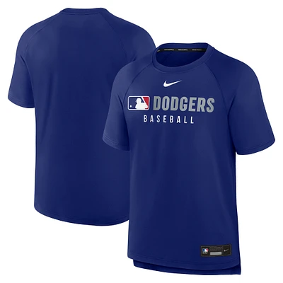 T-shirt Nike Royal Los Angeles Dodgers Authentic Collection Pregame Raglan Performance pour homme