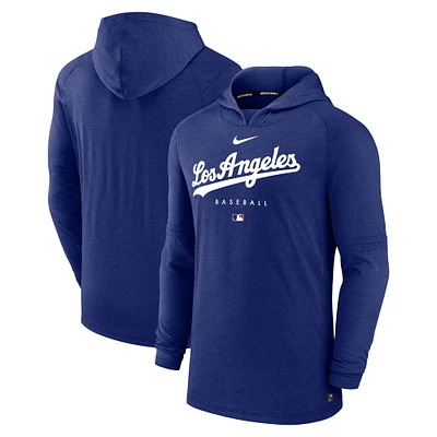 Sweat à capuche enfiler triple mélange Performance Nike Royal Los Angeles Dodgers Authentic Collection pour homme