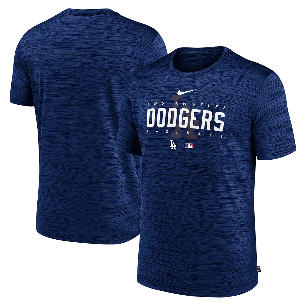 T-shirt d'entraînement Velocity Performance Nike Royal Los Angeles Dodgers Authentic Collection pour homme