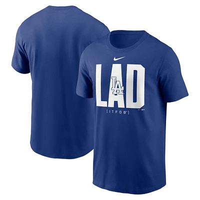 T-shirt Nike Royal Los Angeles Dodgers avec tableau de bord pour homme