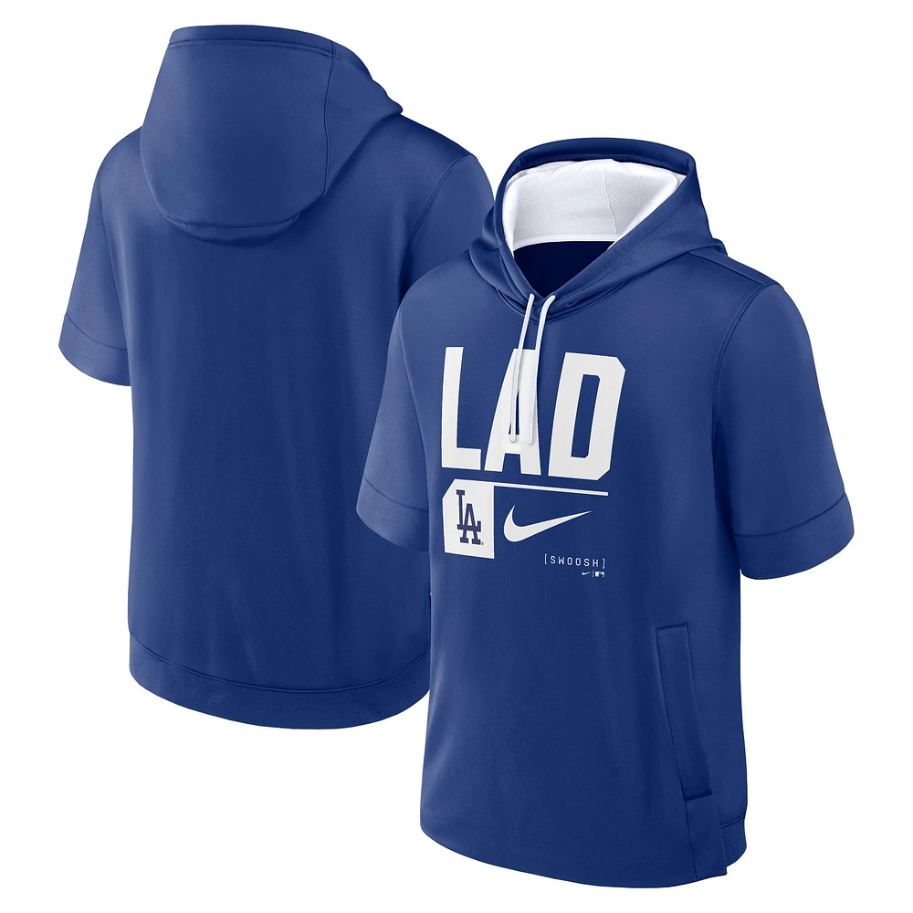 Sweat à capuche manches courtes Nike Royal Los Angeles Dodgers Tri-Code Lockup pour homme