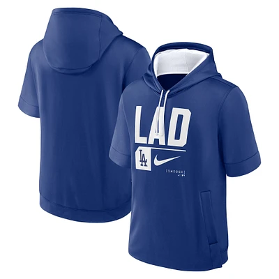 Men's Nike Royal Los Angeles Dodgers Tri-Code Lockup Short Sleeve Pullover Hoodie