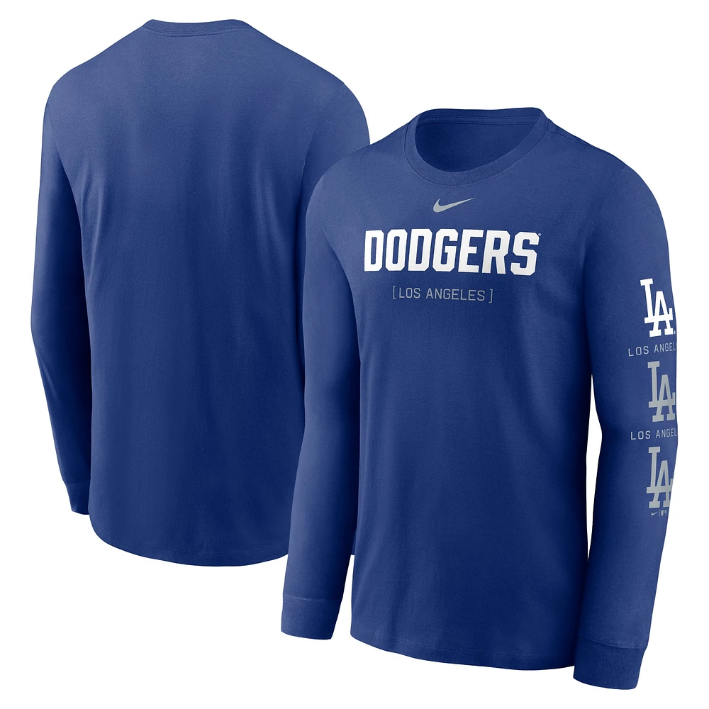 T-shirt à manches longues avec logo Nike Royal Los Angeles Dodgers pour homme