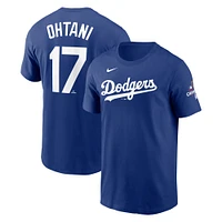 T-shirt Nike Shohei Ohtani Royal pour homme avec nom et numéro des champions de la série mondiale 2024 Los Angeles Dodgers