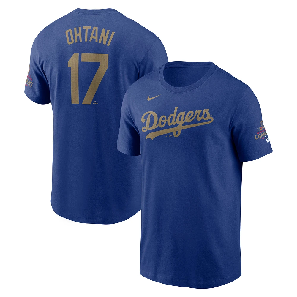 Men's Nike Shohei Ohtani Royal Los Angeles Dodgers 2025 Gold Collection Name & Number T-Shirt