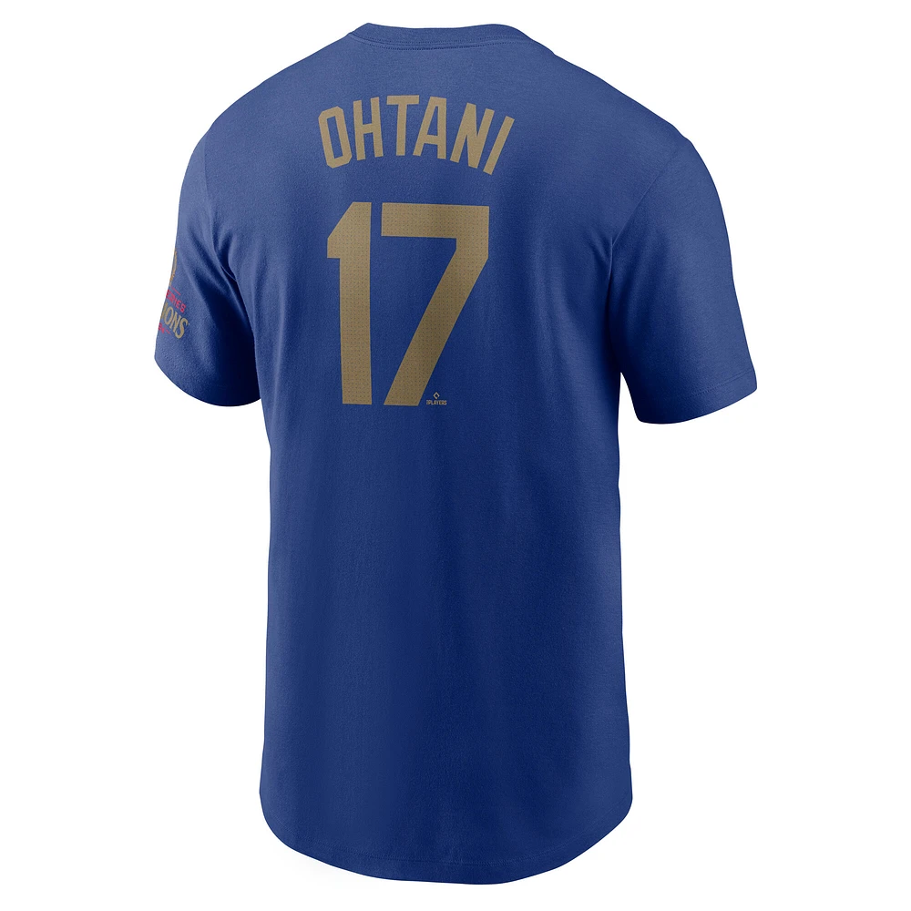 Men's Nike Shohei Ohtani Royal Los Angeles Dodgers 2025 Gold Collection Name & Number T-Shirt