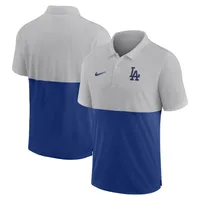 Men's Nike Silver/Royal Los Angeles Dodgers Team Baseline Striped Performance Polo