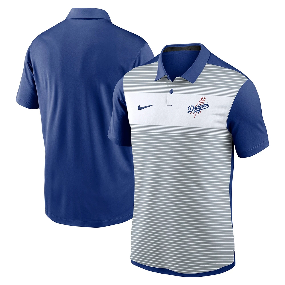 Polo Nike Performance à rayures Vapor des Los Angeles Dodgers pour homme, blanc/bleu roi