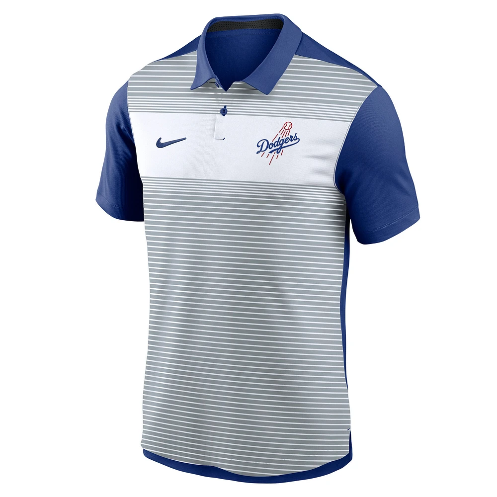 Polo Nike Performance à rayures Vapor des Los Angeles Dodgers pour homme, blanc/bleu roi
