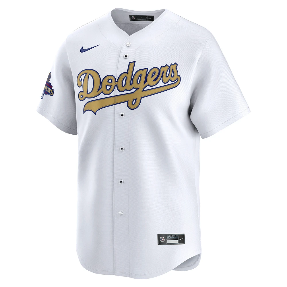 Maillot Nike blanc Los Angeles Dodgers 2025 Gold Collection Limited pour homme