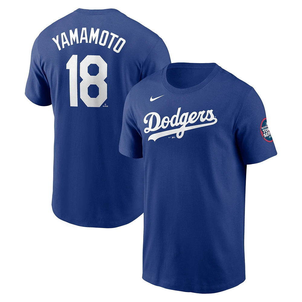 Men's Nike Yoshinobu Yamamoto Royal Los Angeles Dodgers 2025 MLB World Tour: Tokyo Series Name & Number T-Shirt