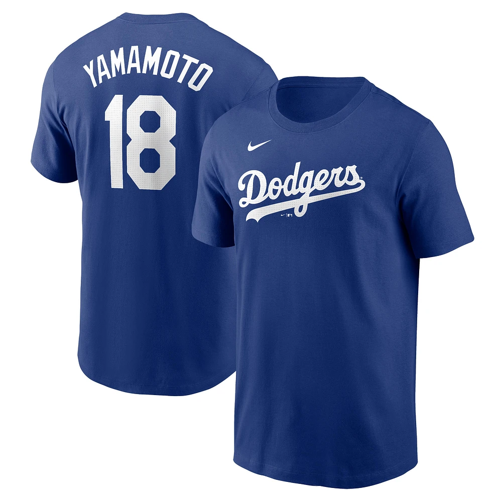 T-shirt avec nom et numéro Nike Yoshinobu Yamamoto Royal Los Angeles Dodgers Fuse pour homme