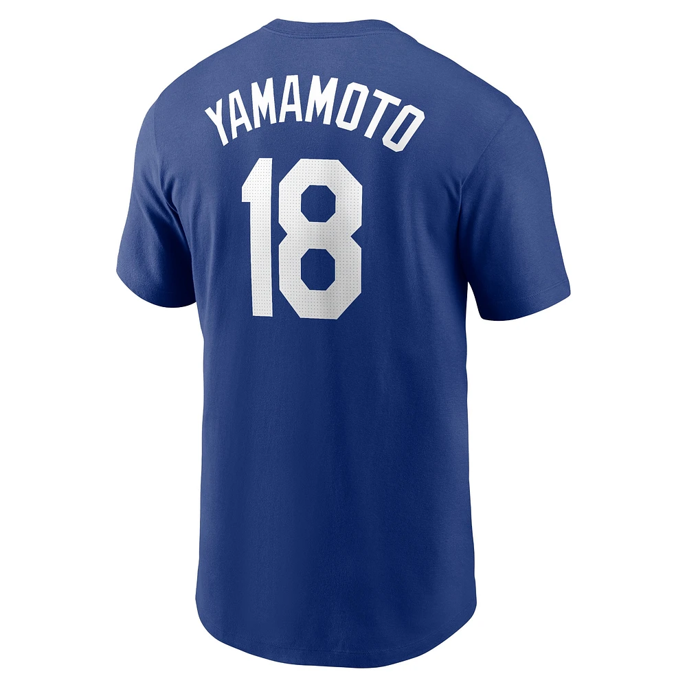 T-shirt avec nom et numéro Nike Yoshinobu Yamamoto Royal Los Angeles Dodgers Fuse pour homme