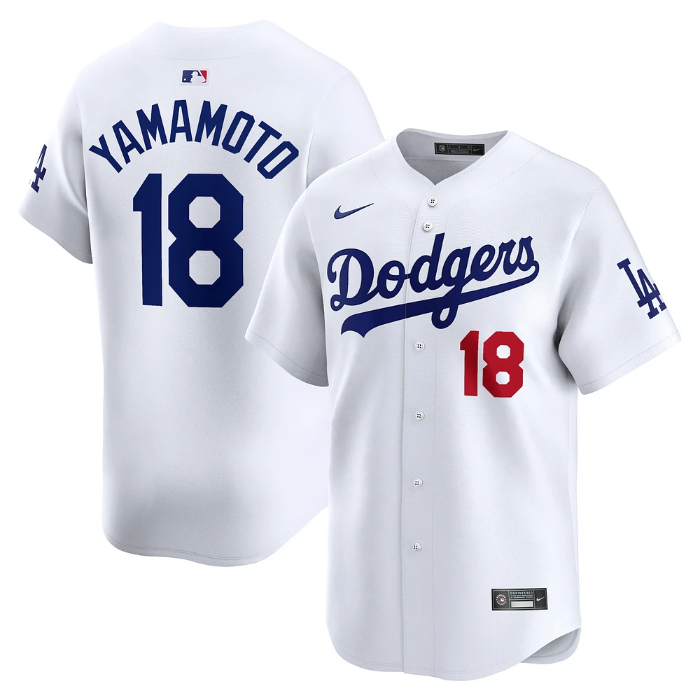 Maillot de joueur Nike Yoshinobu Yamamoto pour hommes, blanc, Los Angeles Dodgers Home Limited Player