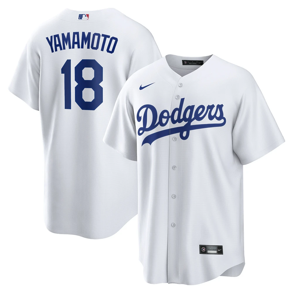 Maillot de joueur réplique à domicile Nike Yoshinobu Yamamoto pour hommes, blanc, Los Angeles Dodgers