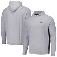 Men's Peter Millar Gray Los Angeles Dodgers Pine Logo Camo Performance Raglan Pullover Hoodie