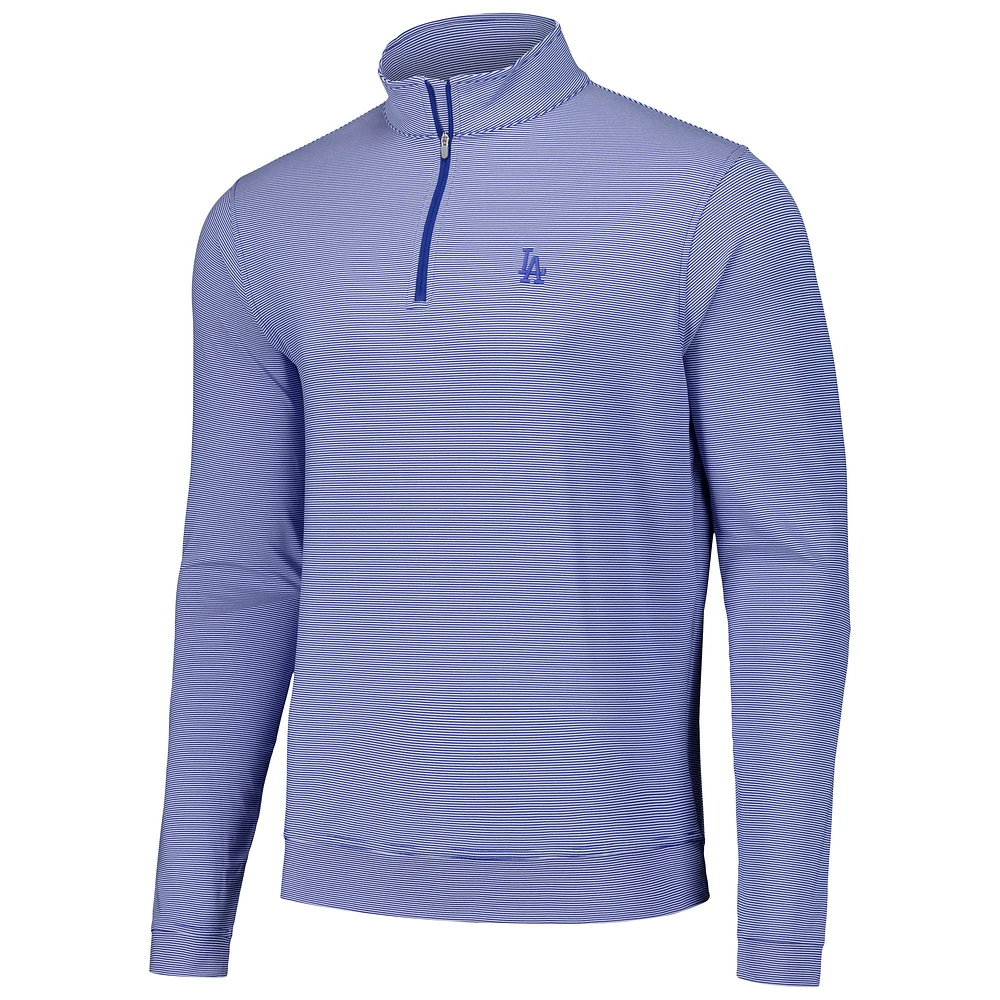 Men's Peter Millar Royal Los Angeles Dodgers Perth Sugar Stripe Performance Quarter-Zip Top