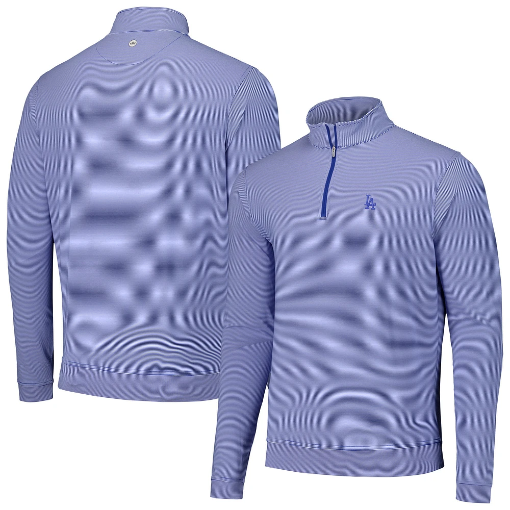 Men's Peter Millar Royal Los Angeles Dodgers Perth Sugar Stripe Performance Quarter-Zip Top