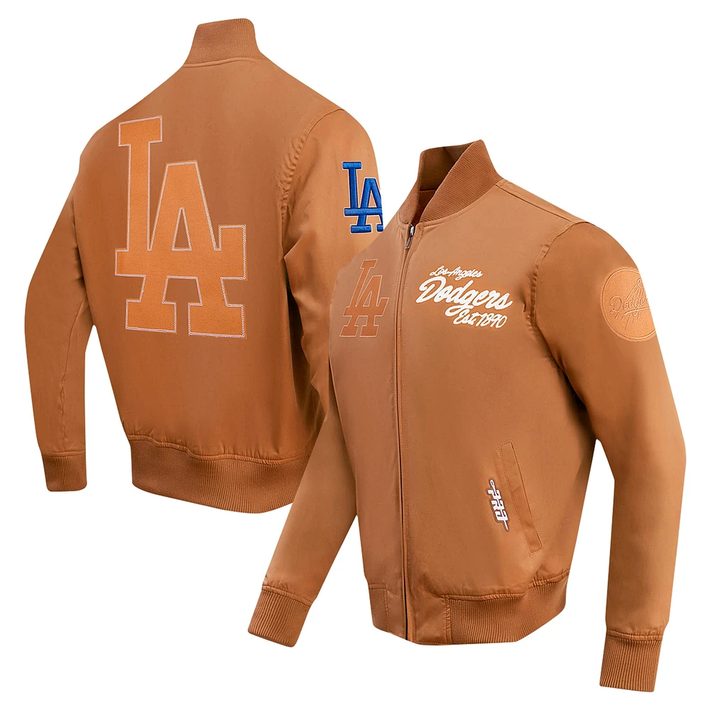 Men's Pro Standard Brown Los Angeles Dodgers Paint The City Twill Full-Zip Jacket