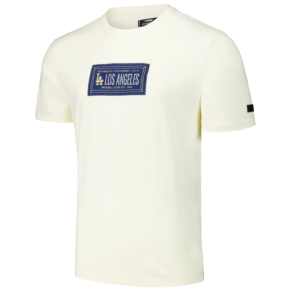 Men's Pro Standard Cream Los Angeles Dodgers Club Member Badge T-Shirt