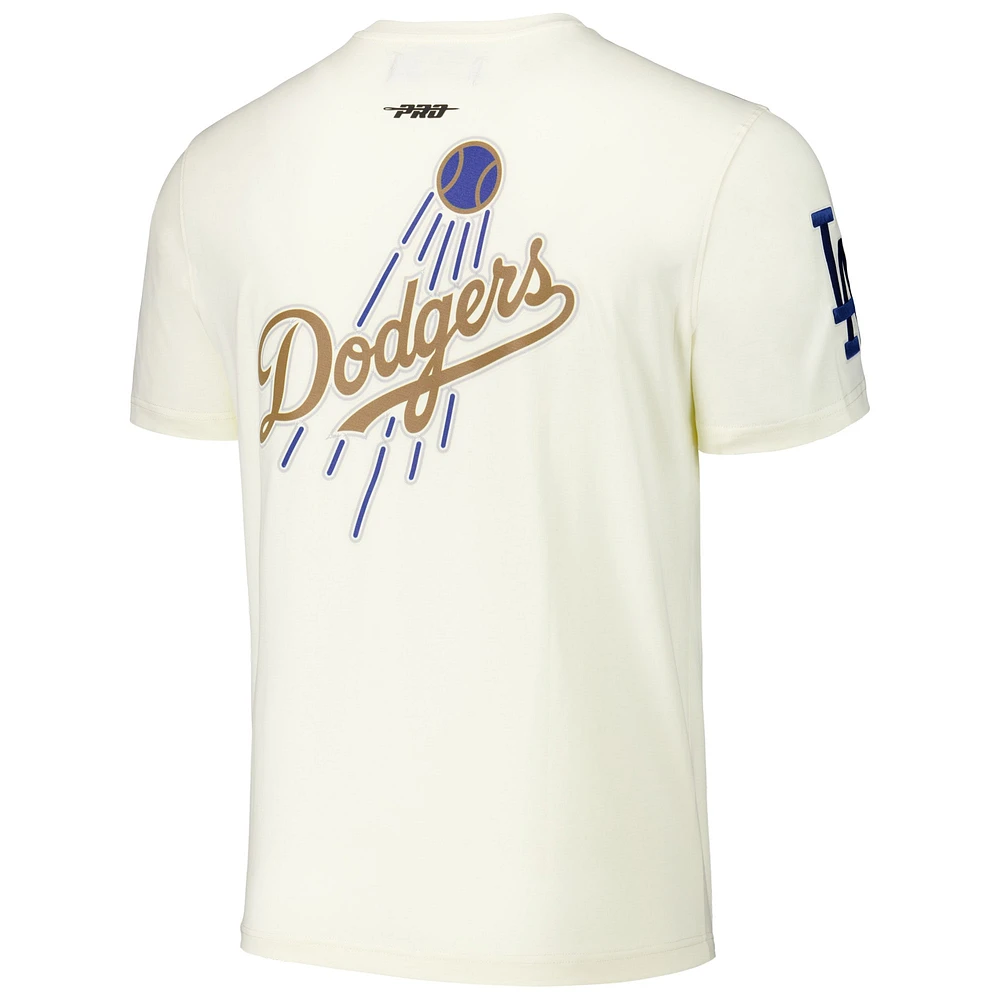 Men's Pro Standard Cream Los Angeles Dodgers Club Member Badge T-Shirt