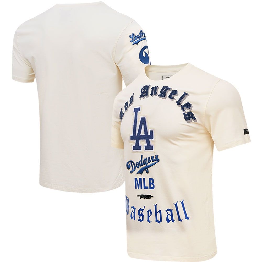 Pro Standard Men's Pro Standard Cream Los Angeles Dodgers Cooperstown  Collection Old English T-Shirt