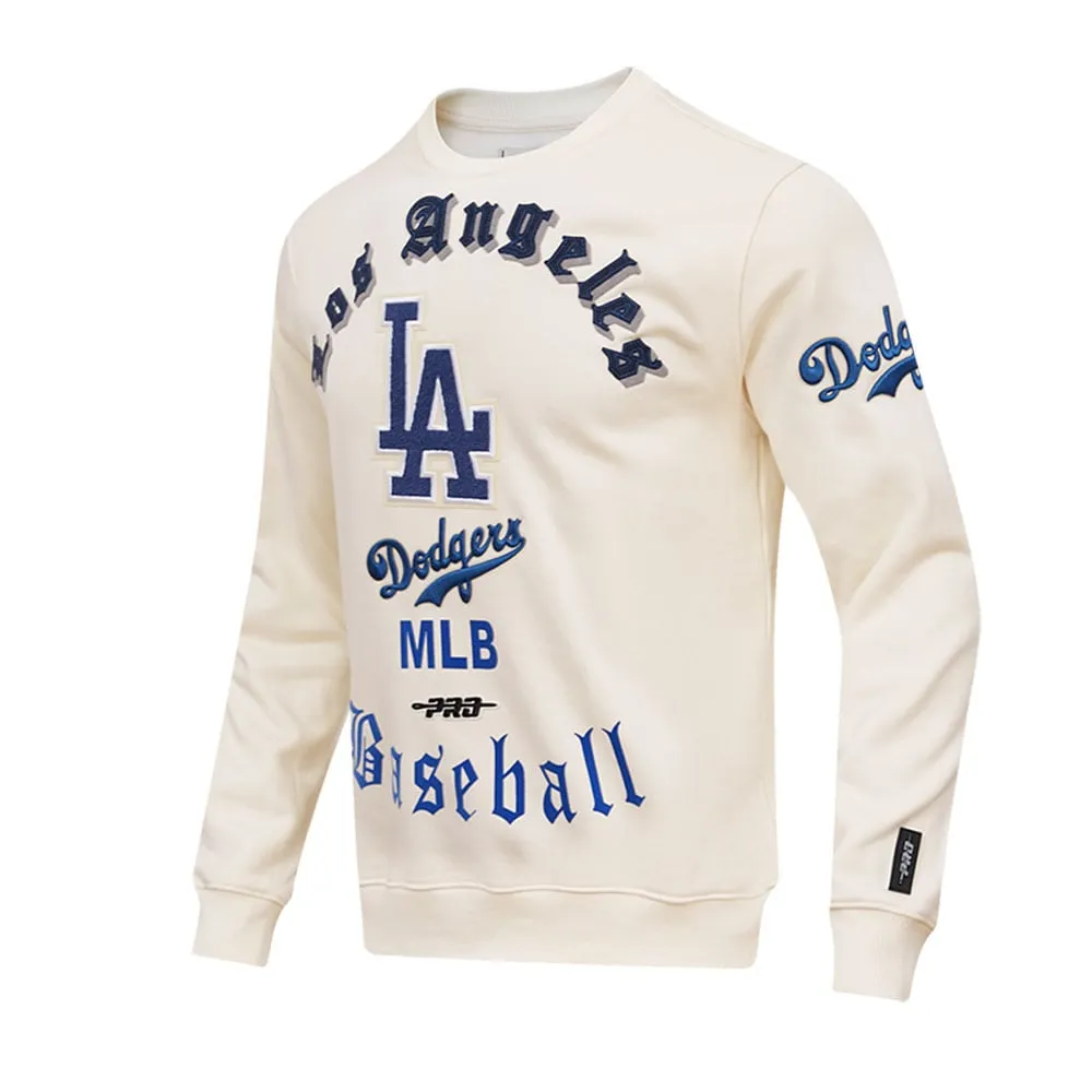 Pro Standard Men's Pro Standard Cream Los Angeles Dodgers Cooperstown  Collection Retro Old English Pullover Sweatshirt