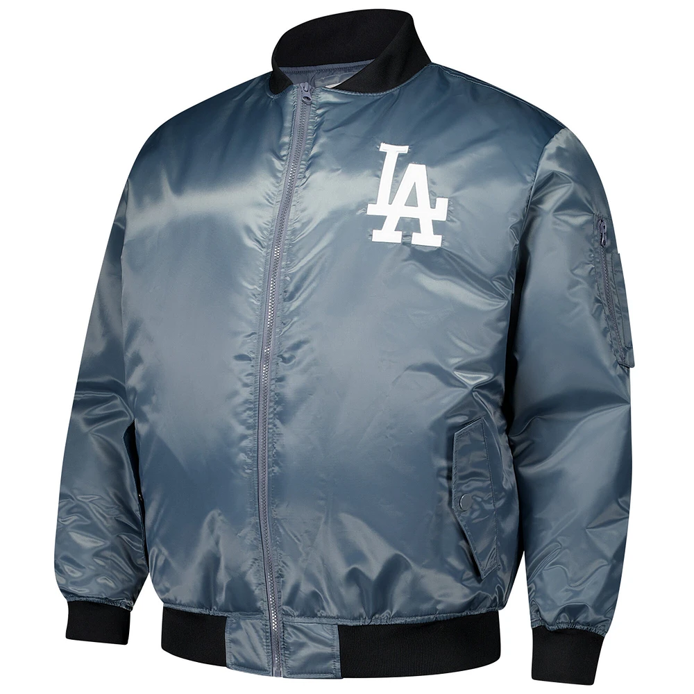 Veste aviateur entièrement zippée pour homme Profile Anthracite Los Angeles Dodgers Big & Tall