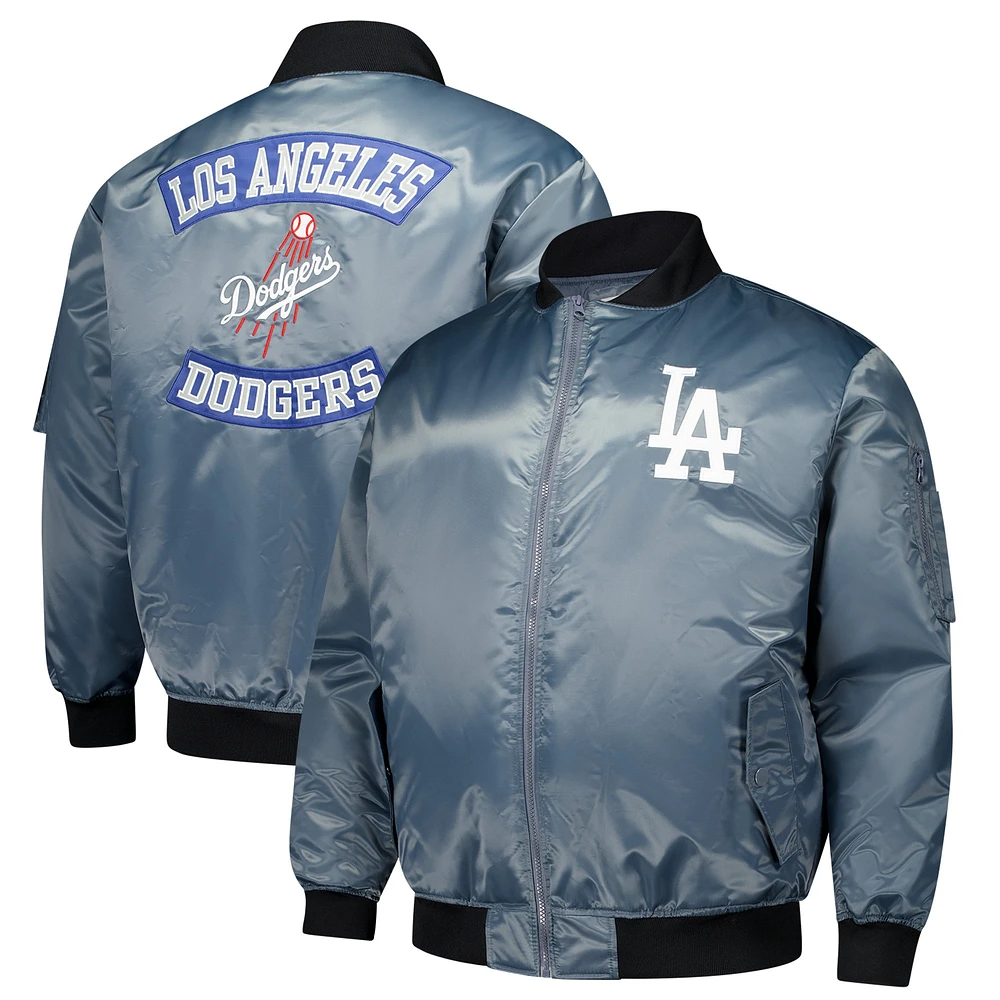 Veste aviateur entièrement zippée pour homme Profile Anthracite Los Angeles Dodgers Big & Tall