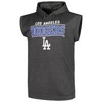 Men's Profile Heather Charcoal Los Angeles Dodgers Big & Tall Muscle Sleeveless Pullover Hoodie