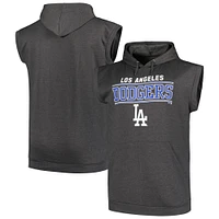 Sweat à capuche sans manches pour hommes Profile Heather Charcoal Los Angeles Dodgers Big & Tall Muscle