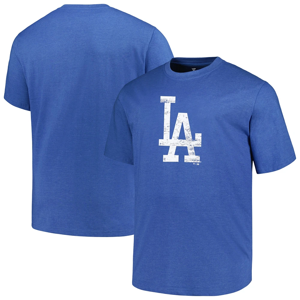 Men's Profile Heather Royal Los Angeles Dodgers Big & Tall Weathered Logo T-Shirt