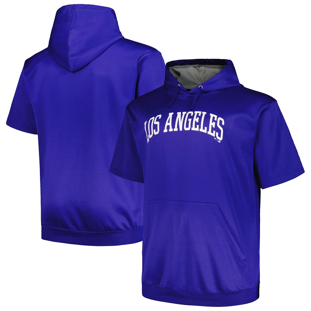 Sweat à capuche contrasté manches courtes pour homme Profile Royal Los Angeles Dodgers Big & Tall