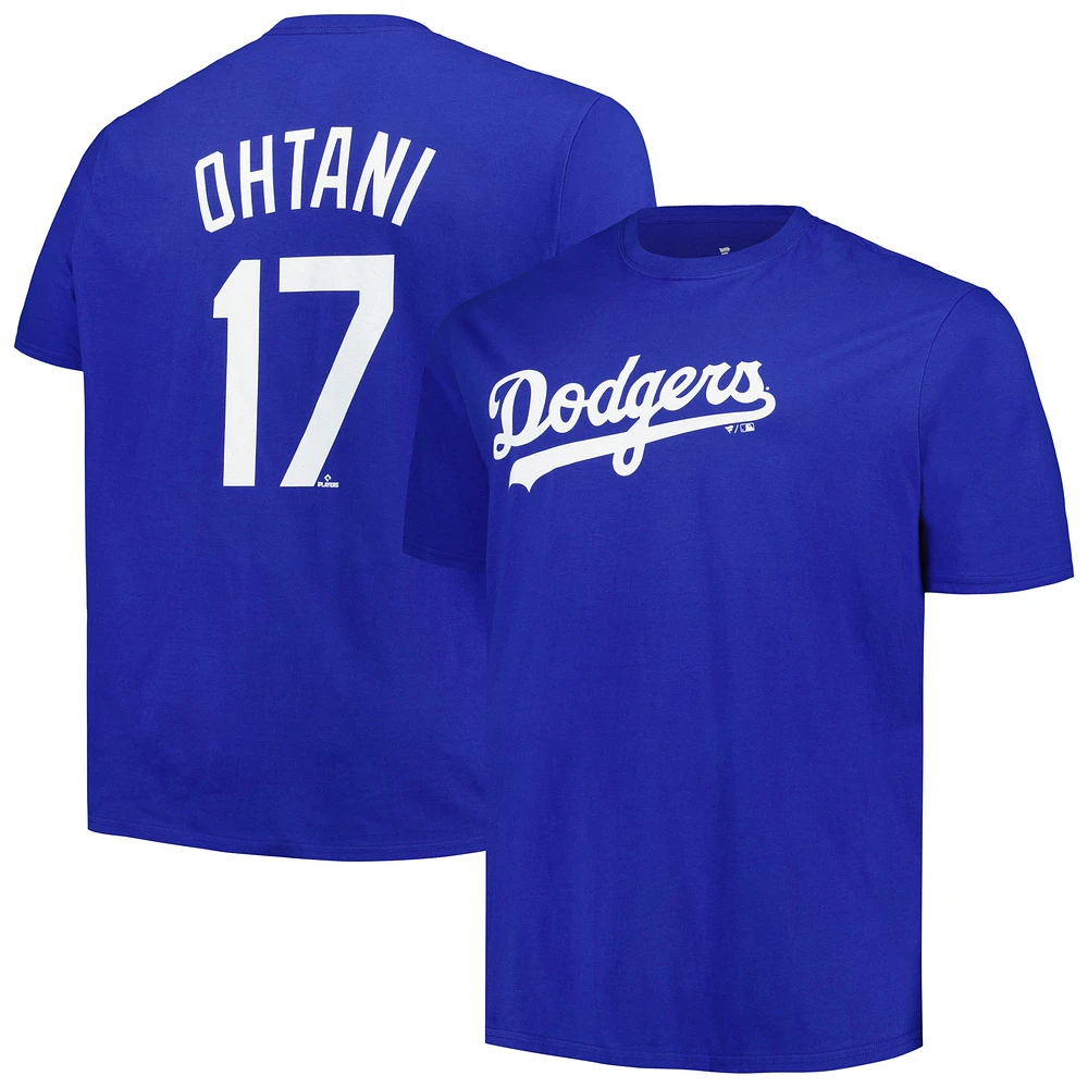 Profil pour homme Shohei Ohtani Royal Los Angeles Dodgers Big & Tall Nom et numéro T-shirt