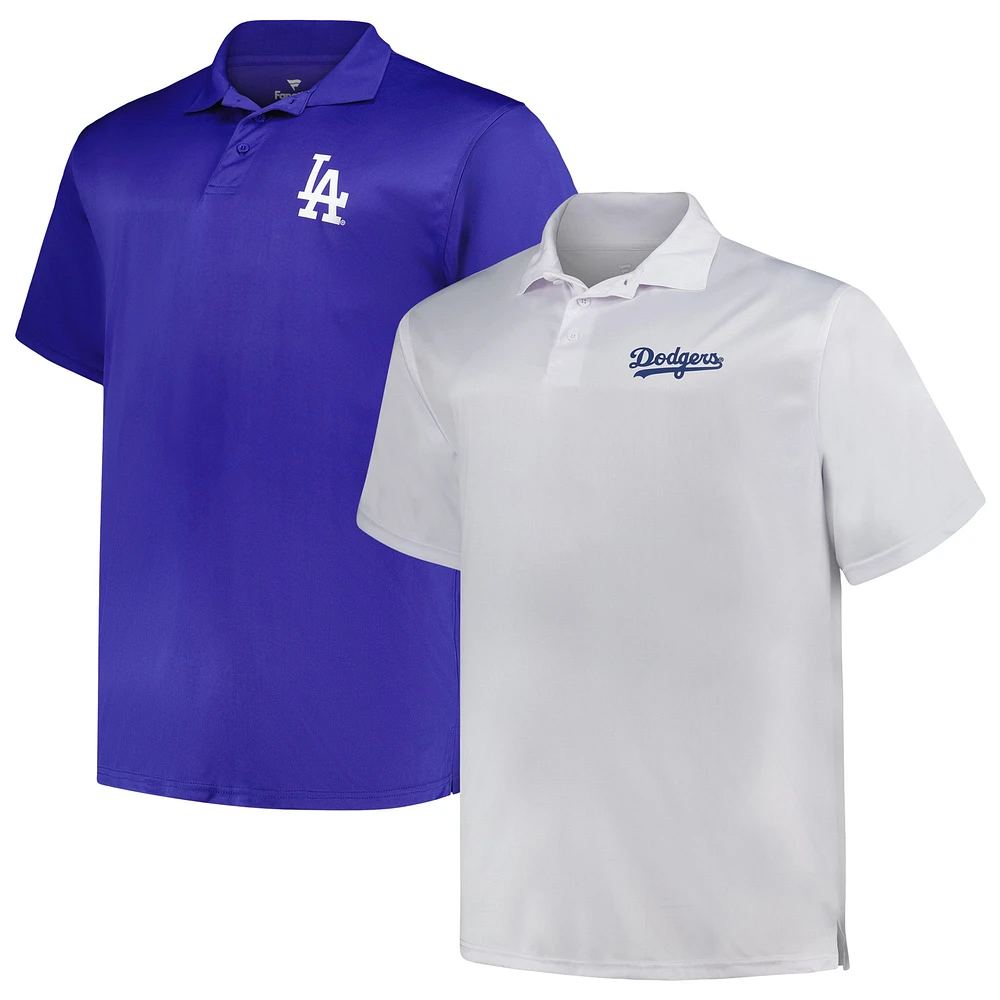 Ensemble de deux polos unis Profile Los Angeles Dodgers Big & Tall pour homme, blanc/royal