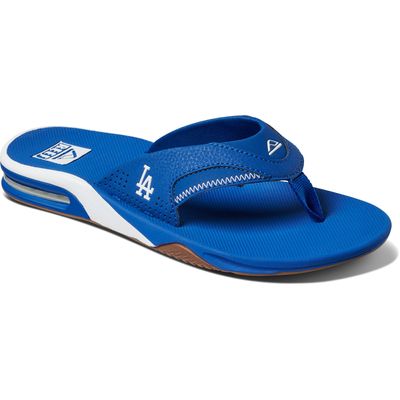 Men's REEF Los Angeles Dodgers Fanning Bottle Opener Sandals