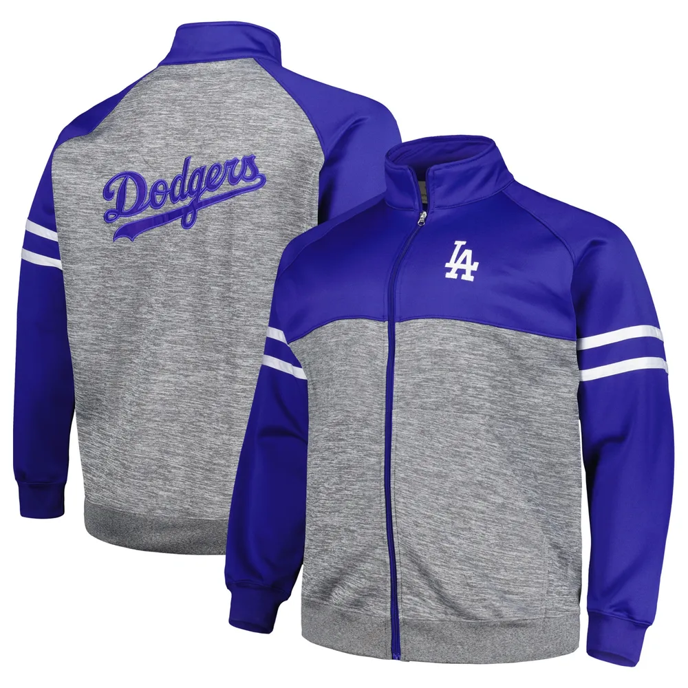 Profile Men's Royal/Heather Gray Los Angeles Dodgers Big & Tall Raglan  Full-Zip Track Jacket