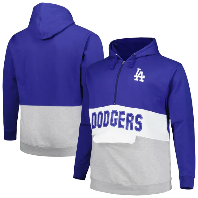 Men's Nike White/Royal Los Angeles Dodgers Overview Half-Zip Hoodie Jacket