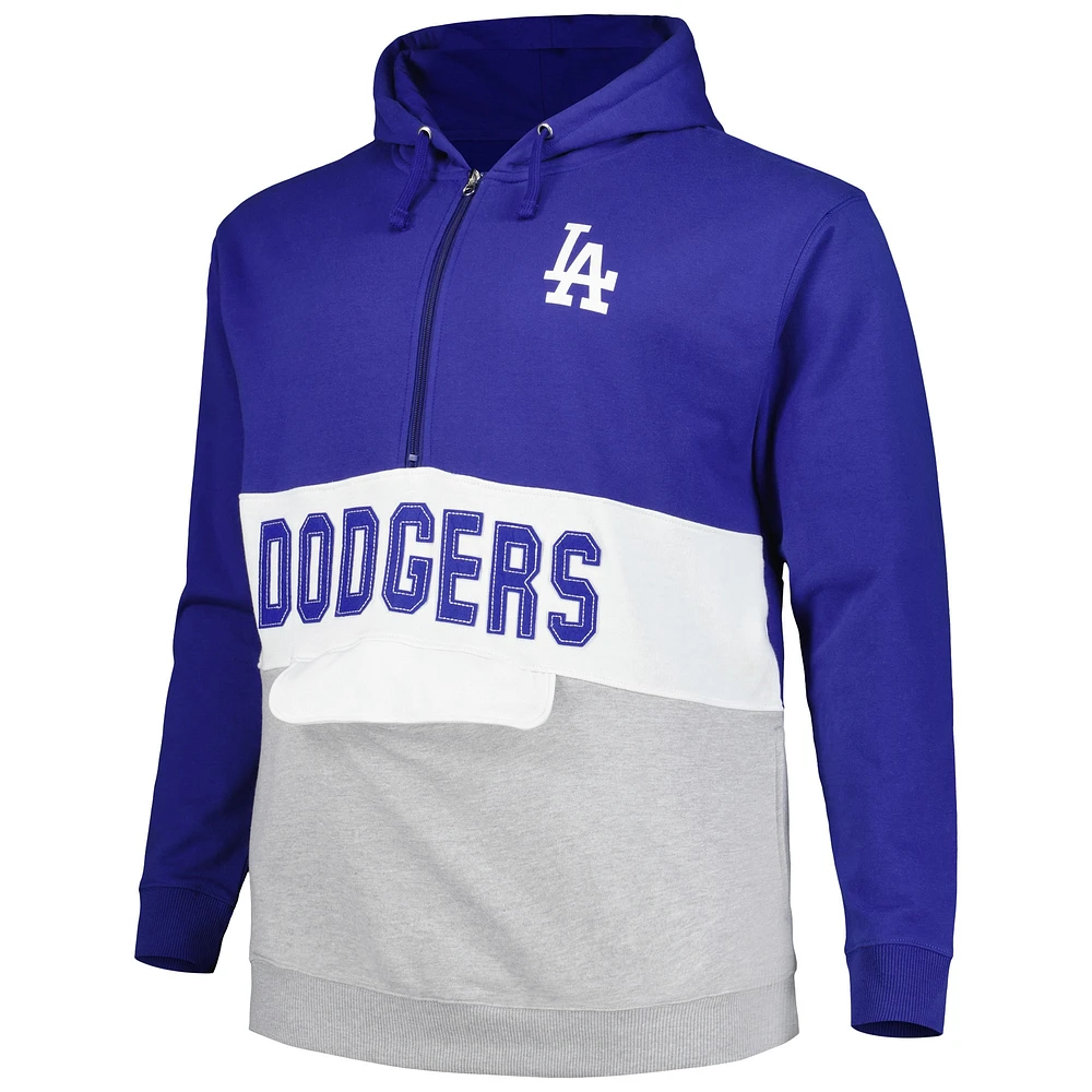 Men's Royal/White Los Angeles Dodgers Big & Tall Fleece Half-Zip Hoodie