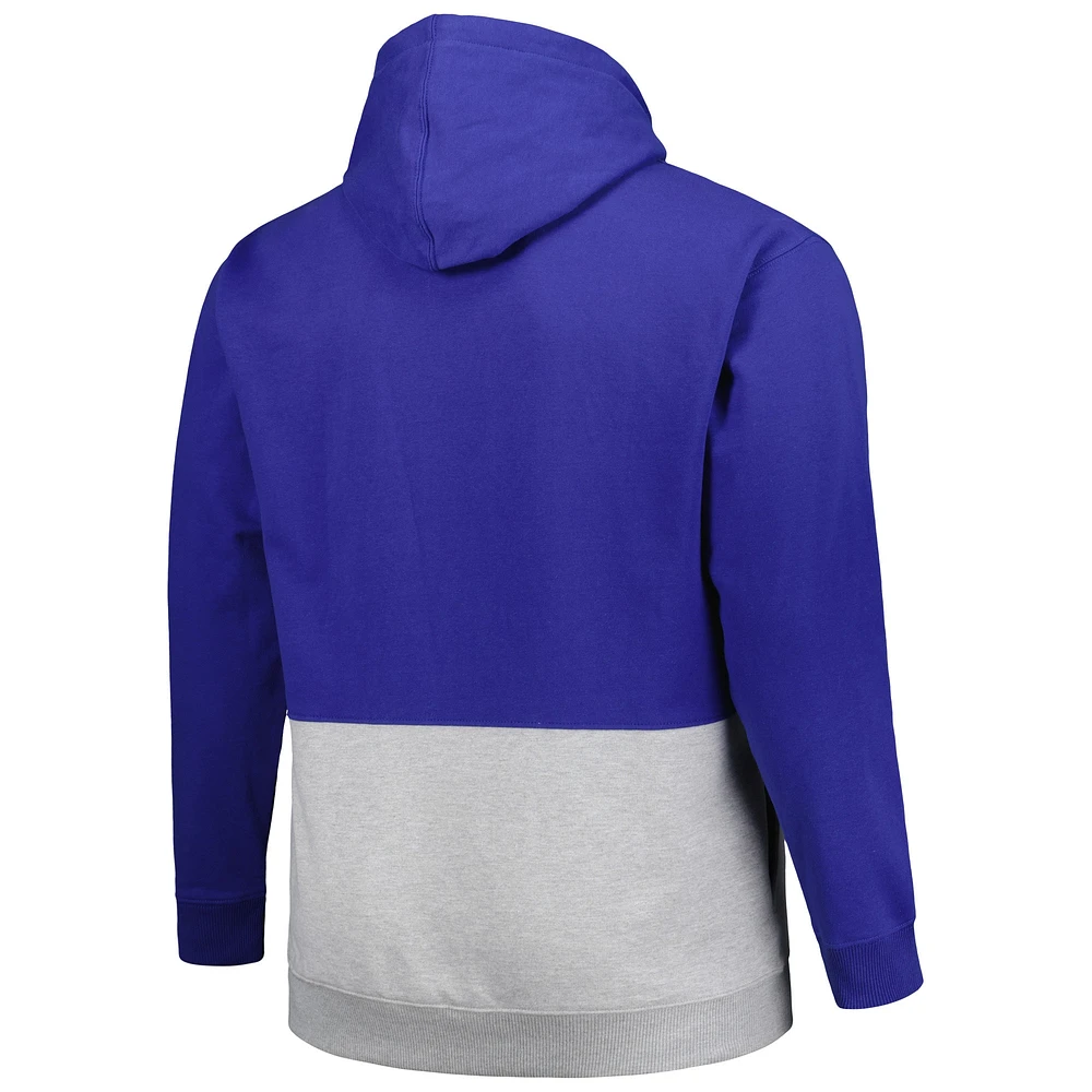 Men's Royal/White Los Angeles Dodgers Big & Tall Fleece Half-Zip Hoodie