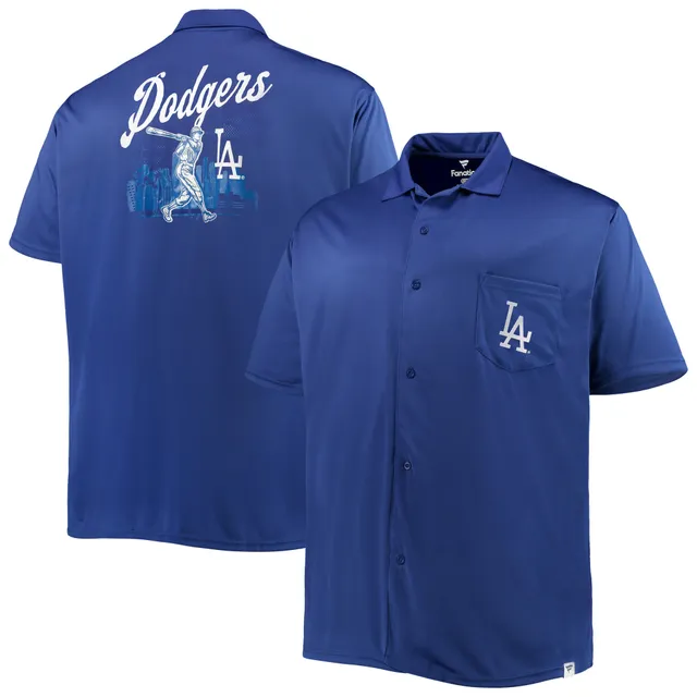 Tommy Bahama Men Button Down Shirt Medium Blue Baseball LA Dodgers Short  Sleeve