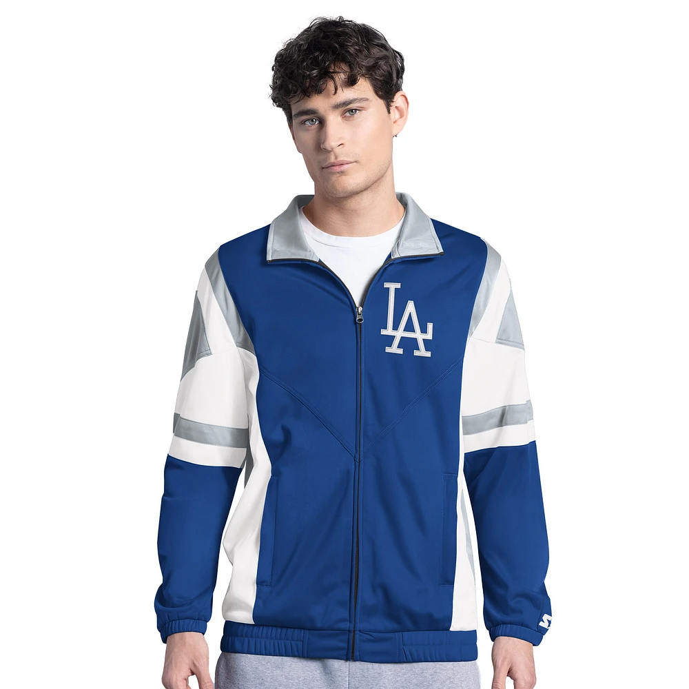 Men's Starter Royal/Gray Los Angeles Dodgers Contender Tricot Full-Zip Track Jacket