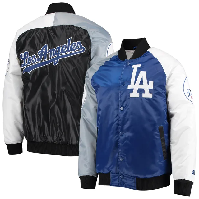 LOS ANGELES DODGERS POLY TWILL VARSITY JACKET - GRAY/ROYAL