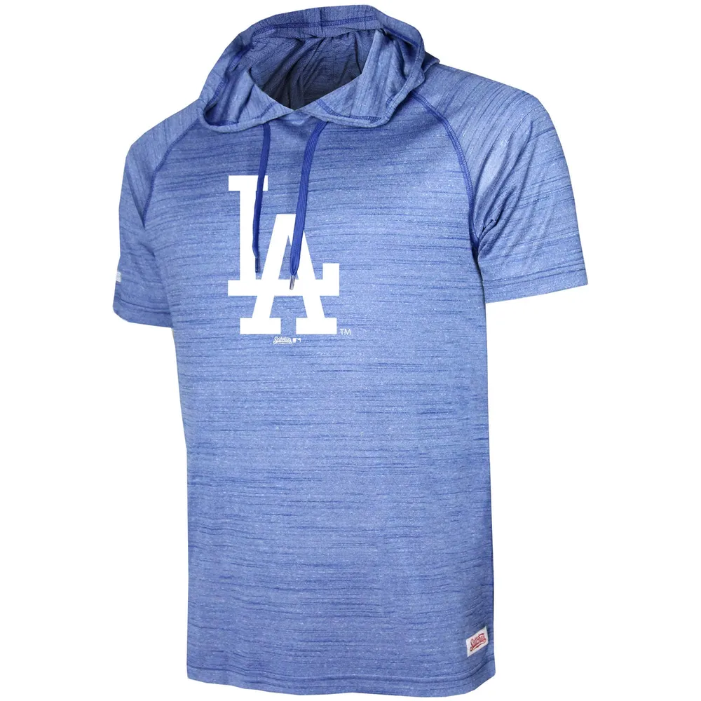 Youth Stitches Heathered Royal Los Angeles Dodgers Raglan Short Sleeve  Pullover Hoodie