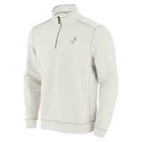 Men's Tommy Bahama Cream Los Angeles Dodgers Sport Tobago Bay Tri-Blend Half-Zip Sweatshirt