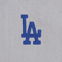 Men's Tommy Bahama Gray Los Angeles Dodgers Hit and Run Silk Camp Button-Up Shirt