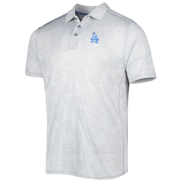 Polo Tommy Bahama gris Los Angeles Dodgers IslandZone Pineapple Palm Coast pour homme