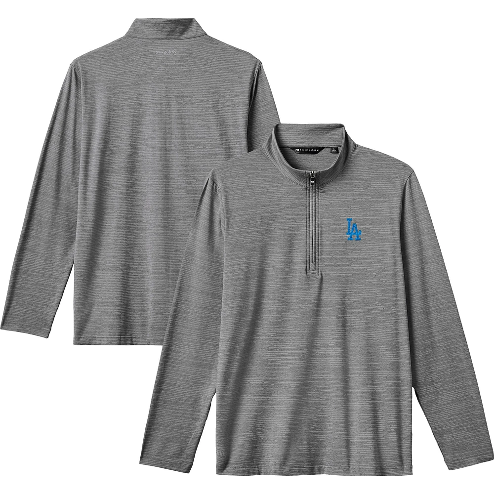 Haut pull à quart de zip TravisMathew gris Los Angeles Dodgers The Heater pour hommes