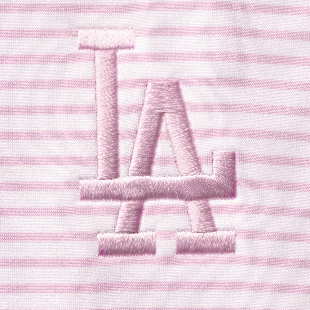 Men's Vineyard Vines Pink/White Los Angeles Dodgers Bradley Stripe Polo