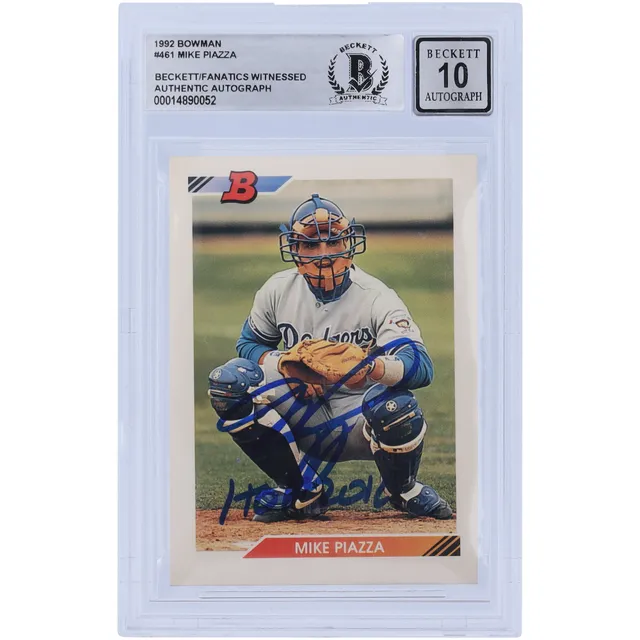 Lids Mike Piazza Los Angeles Dodgers Autographed 1992 Bowman Series 1 #461  Beckett Fanatics Witnessed Authenticated Rookie Card with 93 NL ROY  Inscription